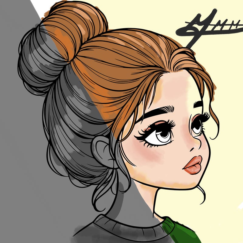 realistic girl with bun