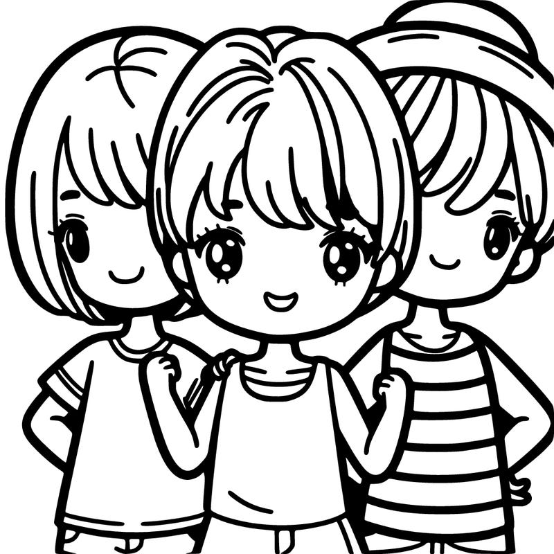 girl with short short hair and her friends