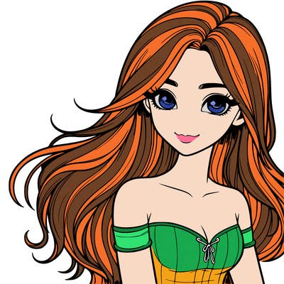 realistic girl with long hair