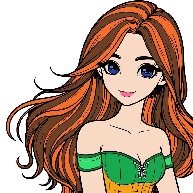 realistic girl with long hair