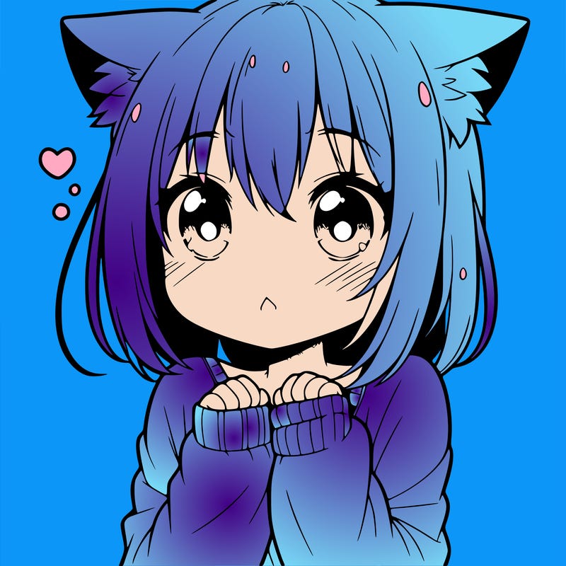 shy anime catgirl