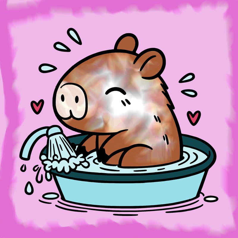 capybara taking a bath