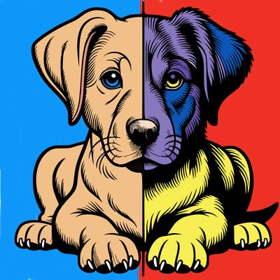 realistic dog split picture