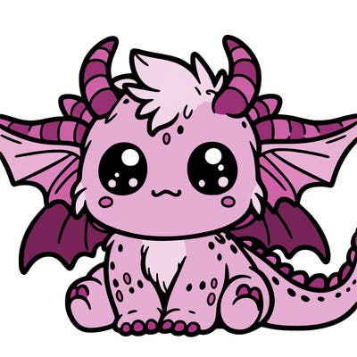 cute fantasy creature outline