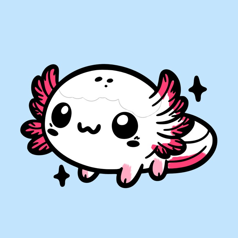cute easy baby axolotl