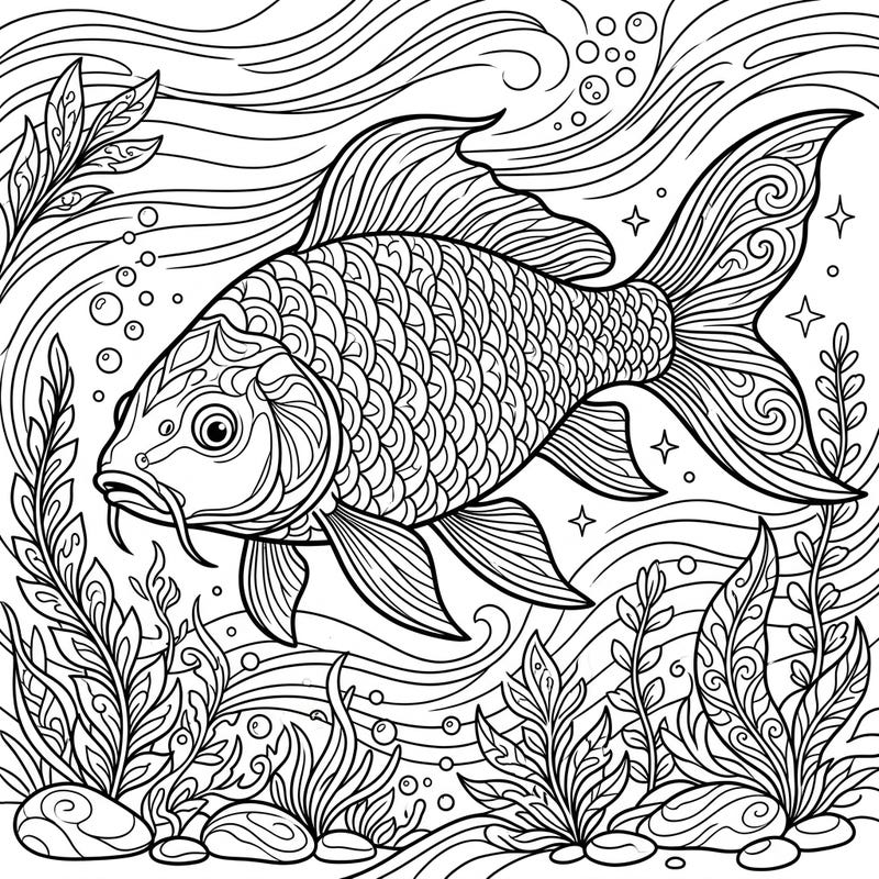 Immerse yourself in the beauty of freshwater ecosystems with this detailed river fish coloring page. Discover the joy of bringing intricate scales, ornate fins, and an aquatic environment to life with your favorite colors.