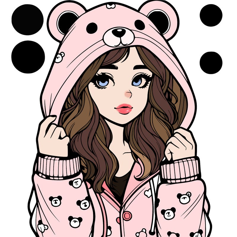 realistic girl in a animal pjs hoodie