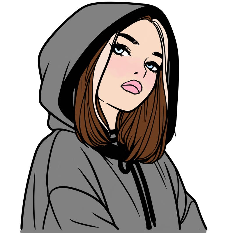 a realistic girl in a hoodie