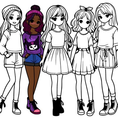 a group of five girls