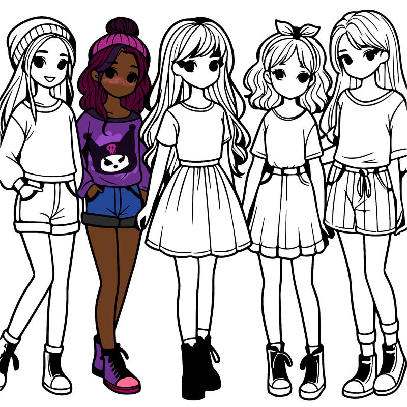 a group of five girls