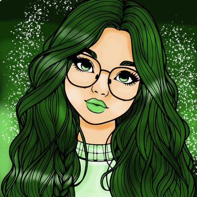 girl with long hair and freckles and glasses realistic