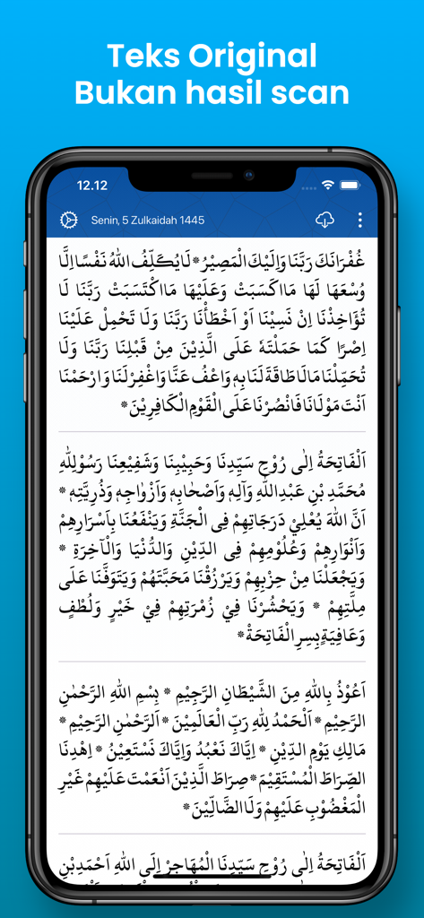 Ratib Al Attas - Schermata dell'app Ratib Al Attas che mostra un chiaro testo arabo digitale per la lettura devozionale quotidiana