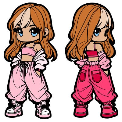 girl in crop top and baggy pants