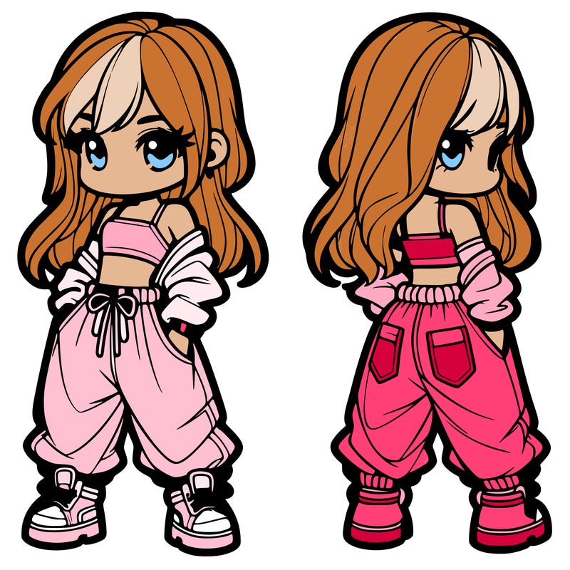 girl in crop top and baggy pants