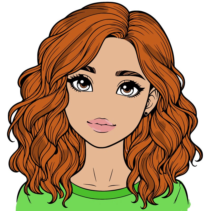 realistic girl with wavy hair