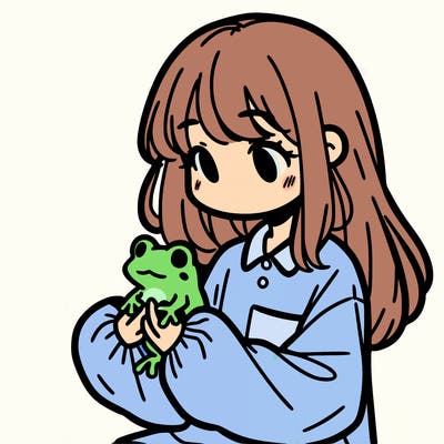 girl with long hair and a oversized shirt. and she is holding a frog