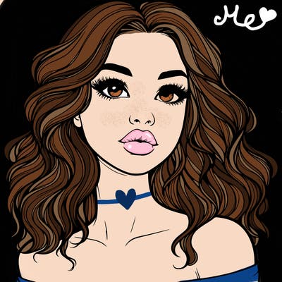 realistic girl with wavy hair and lips