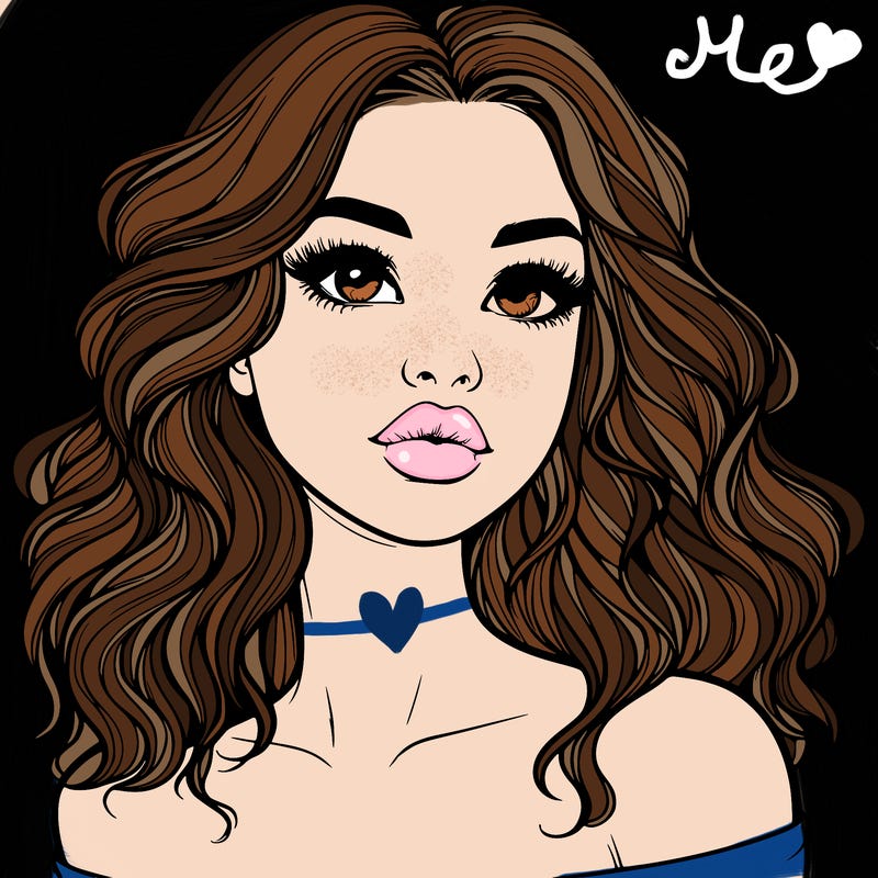 realistic girl with wavy hair and lips