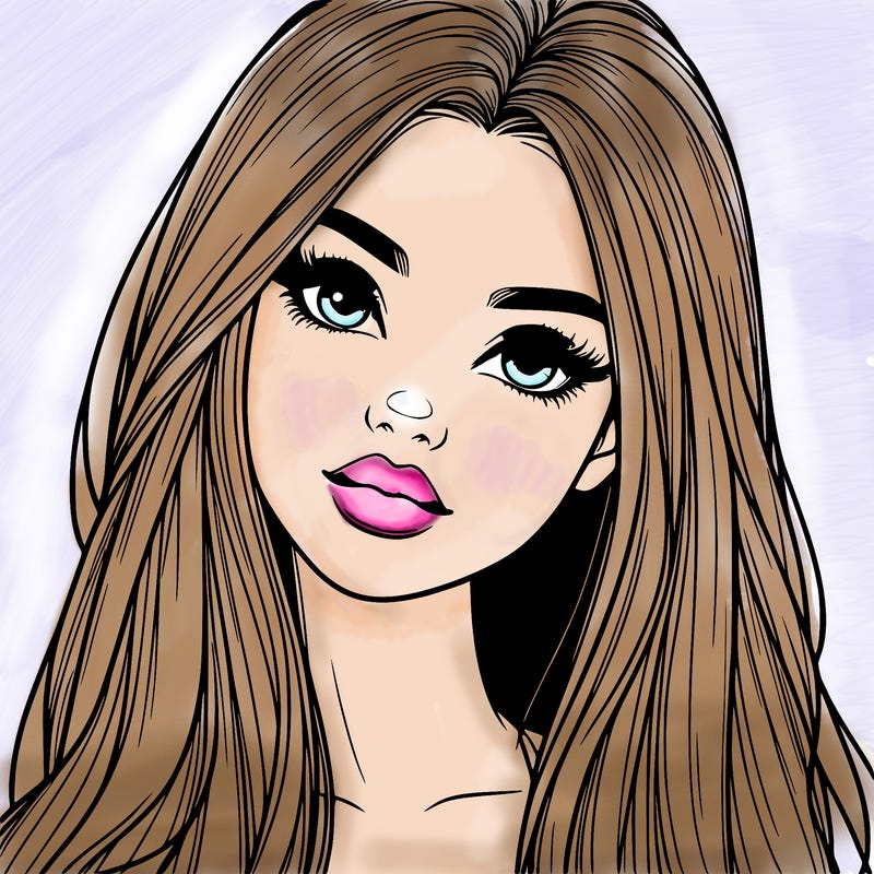 realistic teen girl with long hair and lips
