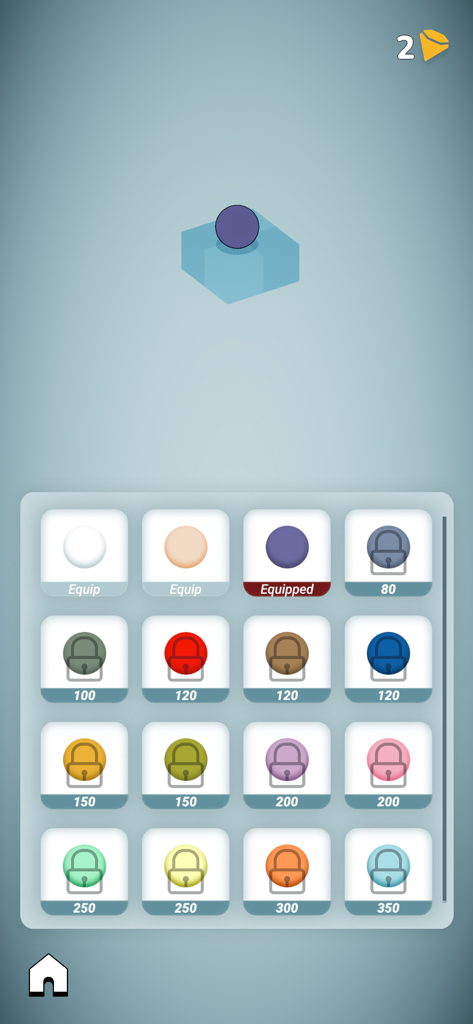 Spike: Stay calm, dodge sharp! - Interface showing unlockable colored ball skins in the Spike game