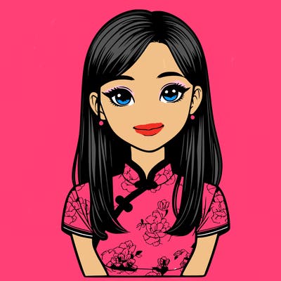 realistic asian girl wearing qipao