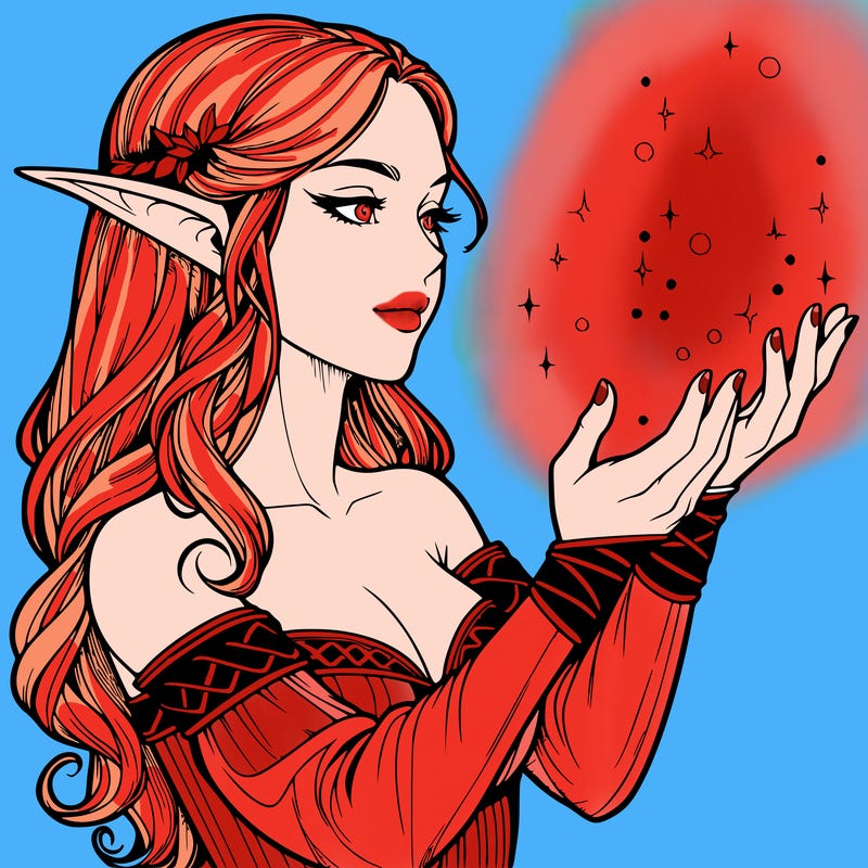 realistic elf girl doing magic