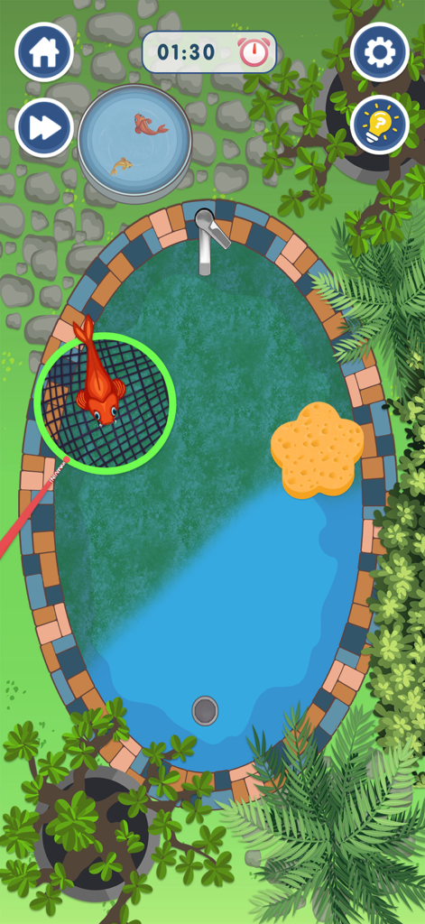 Mini Organizing Challenge Game - 젠 정리 게임에서 별 모양 스펀지로 연못 청소하기