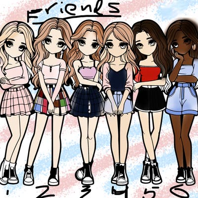 a group of girls realistic