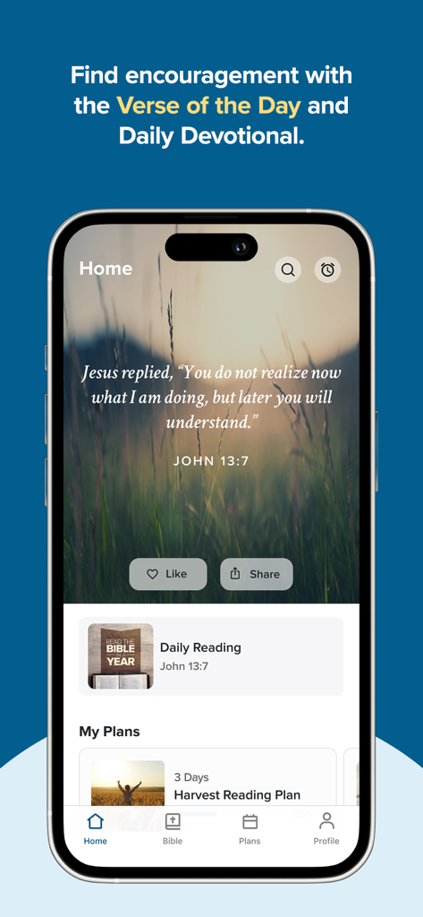 CBN Daily Devotional Bible App - Home screen of the CBN Bible App displaying the Verse of the Day and personalized reading plans.