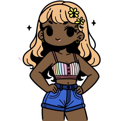 girl in short shorts and crop top