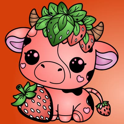 cute strawberry cow