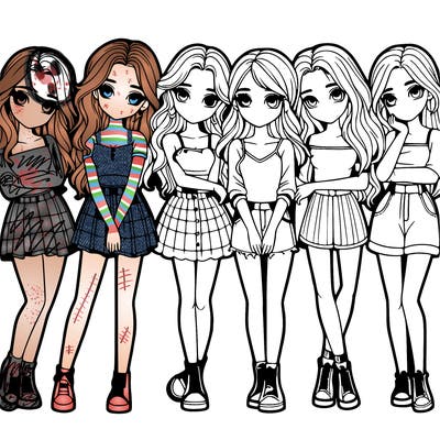 a group of girls realistic