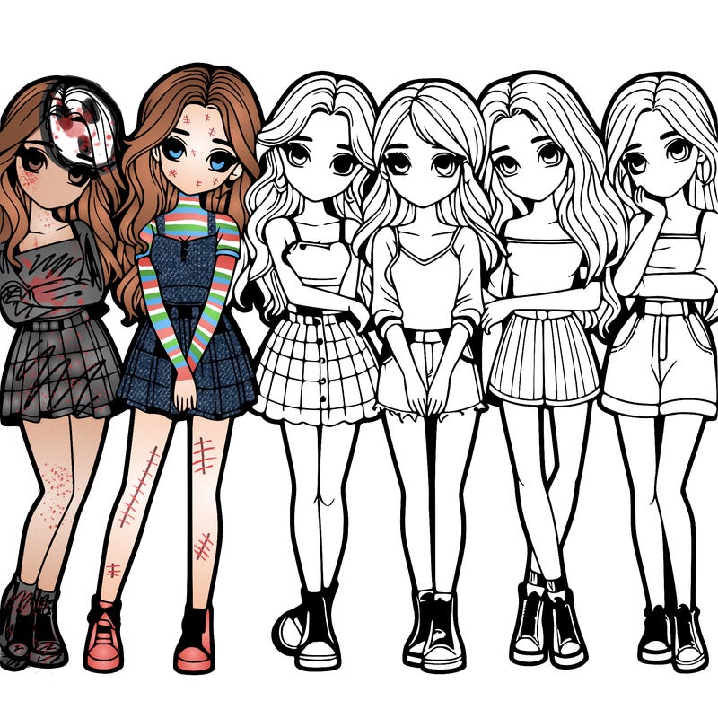 a group of girls realistic