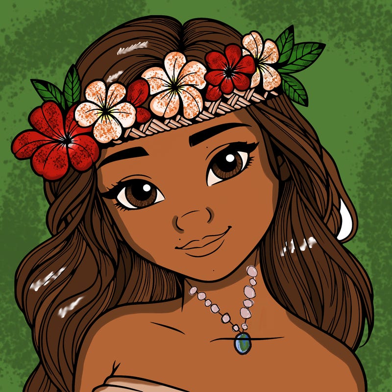 a realistic hawaiian girl with a head band of flowers on her head