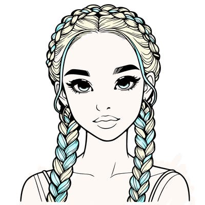realistic girl with braids