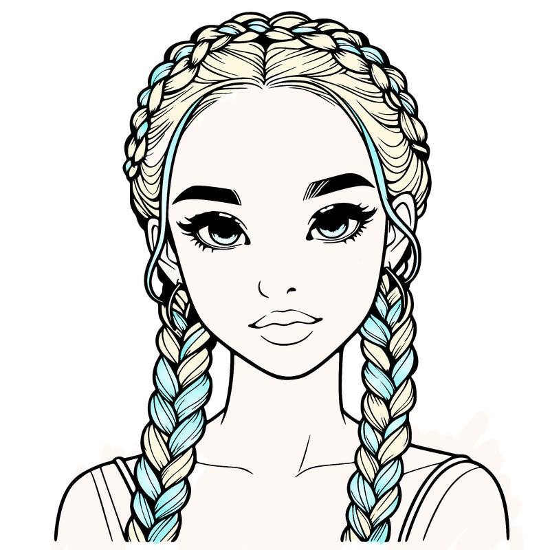 realistic girl with braids