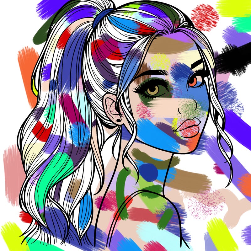 realistic pretty girl with high pony tail