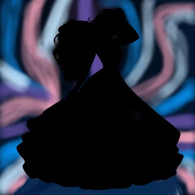 realistic woman with dress flowing in the wind