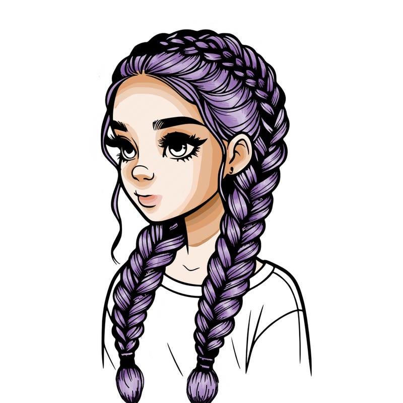 realistic girl with braids
