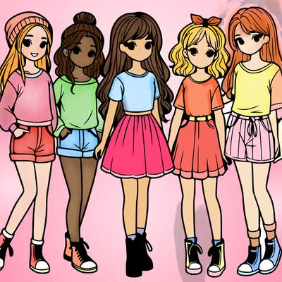 a group of five girls