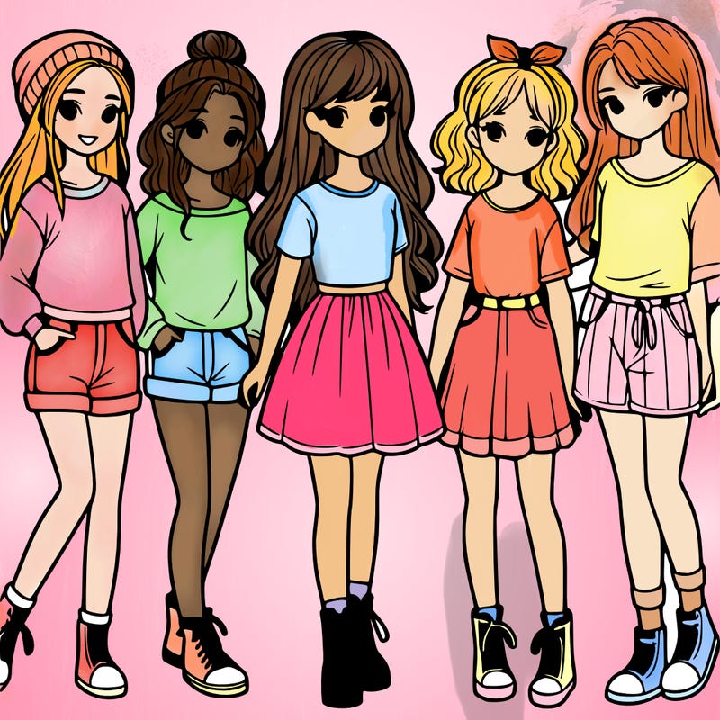 a group of five girls