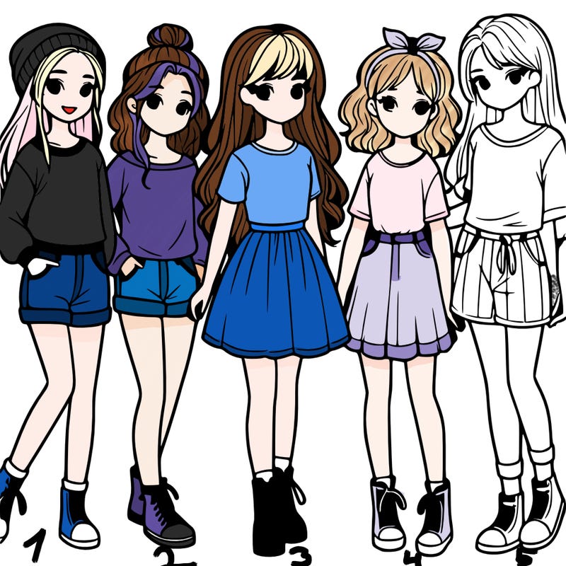a group of five girls
