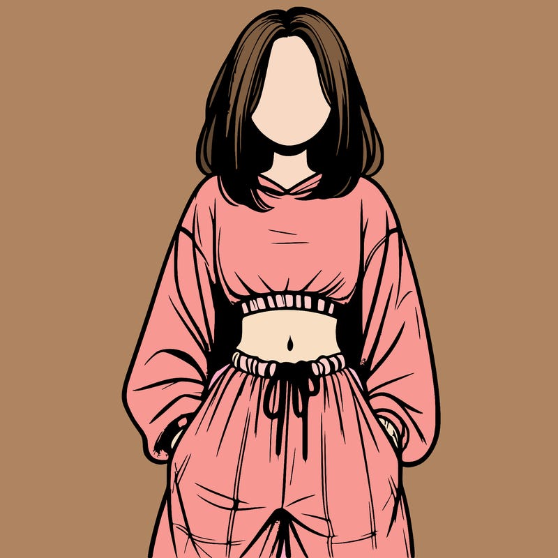 realistic girl faceless with baggy pants and a crop top