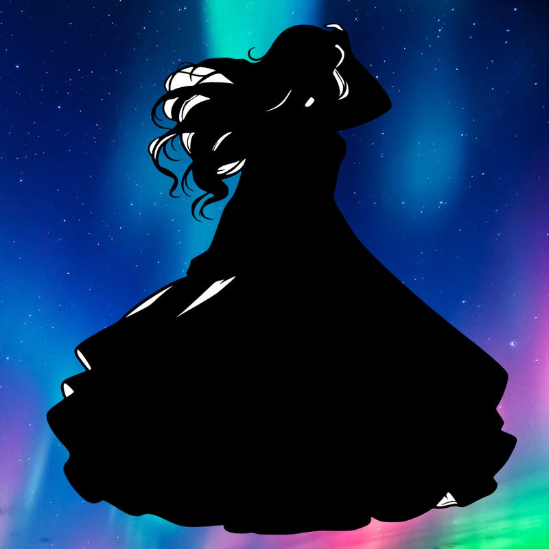 realistic woman with dress flowing in the wind