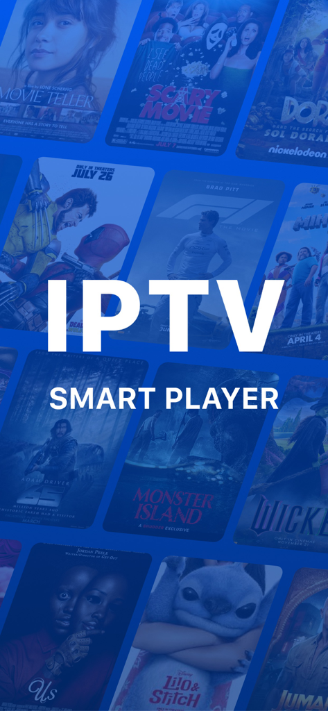 IPTV Smart Player⁺ - IPTV Smart Player app home screen with various movie titles in-app movie poster thumbnails