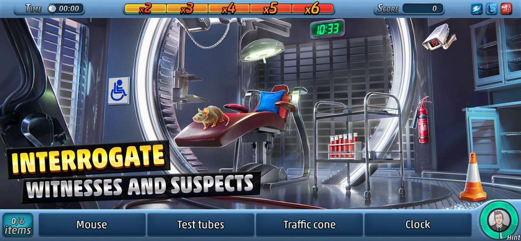 Hidden object gameplay in a high-tech laboratory from Criminal Case The Conspiracy