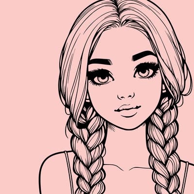 realistic girl with braids