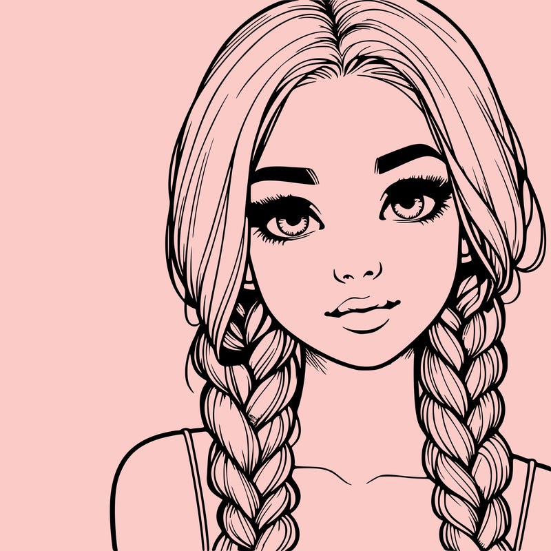 realistic girl with braids