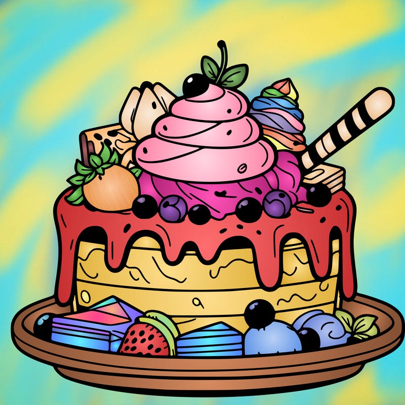 dessert with many toppings