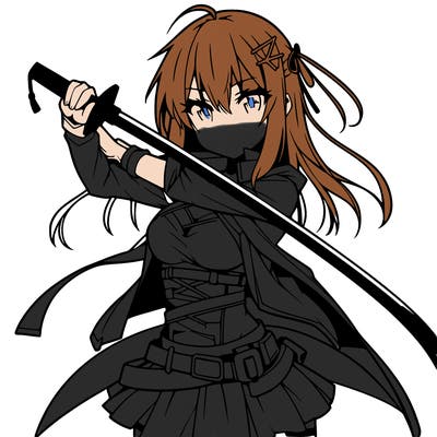 anime girl with sword in cool pose